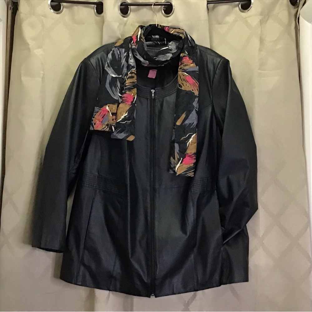 Woman Within 02-0201-0 A-Line Leather Jacket